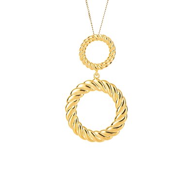 Gold Plated Sterling Silver Rope Pattern Open Circle Necklace FIORELLI