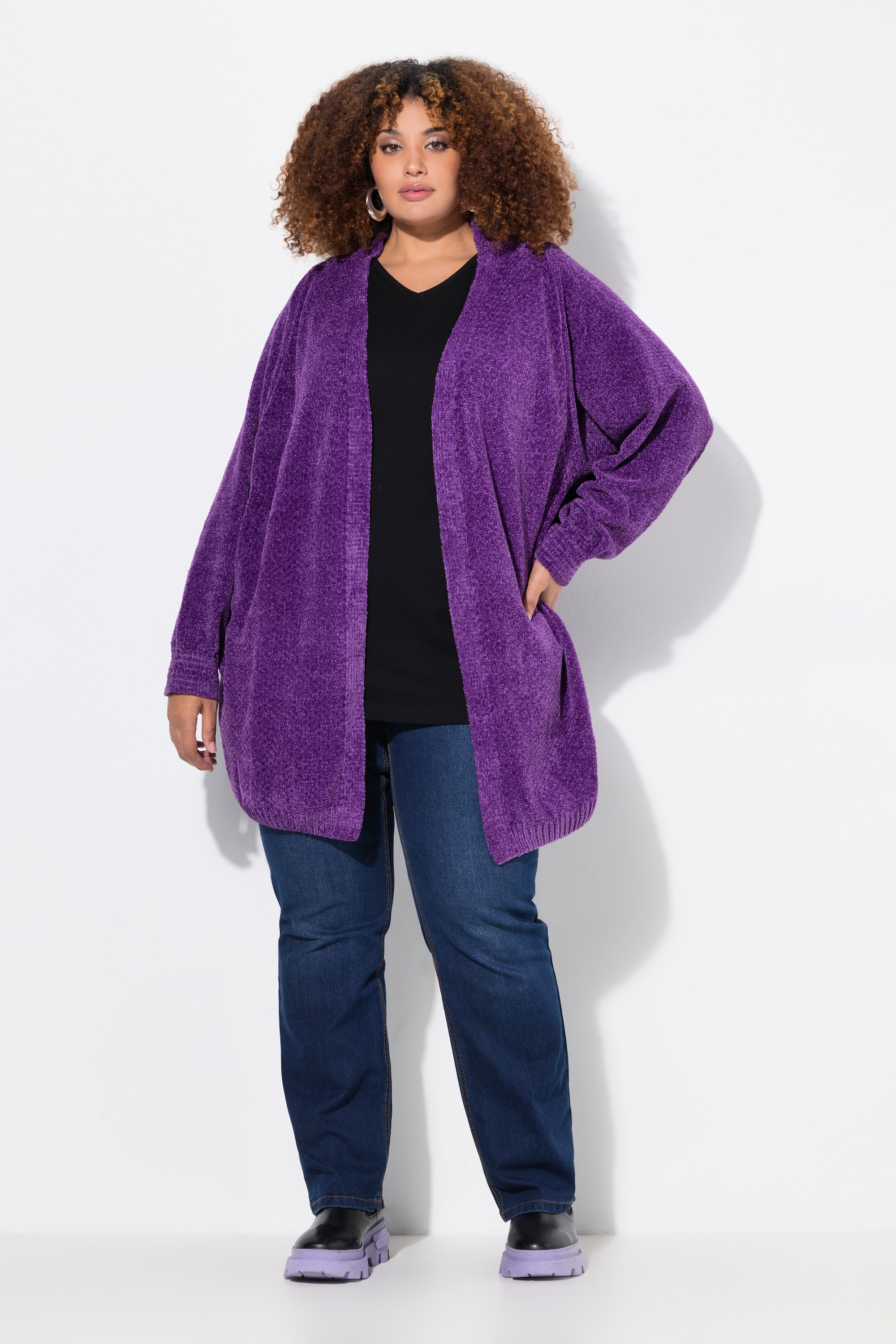 Cardigan oversize en maille de fil chenille, ULLA POPKEN