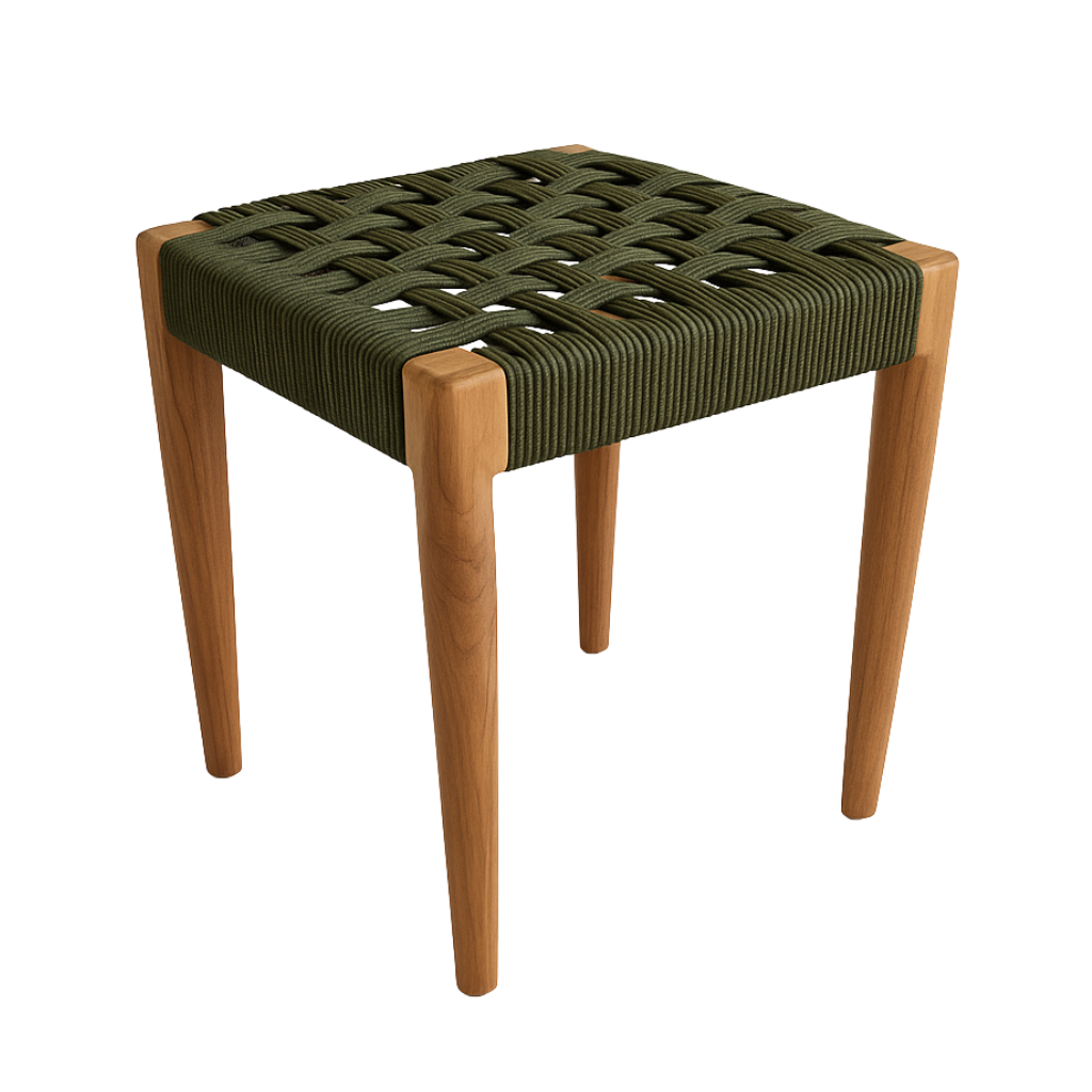 Tabouret en teck et corde AMBI, HYDILE