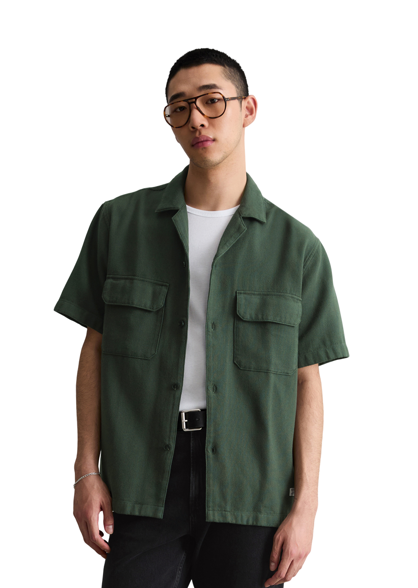Chemise à manches courtes regular avec une structure fine, MARC O’POLO DENIM