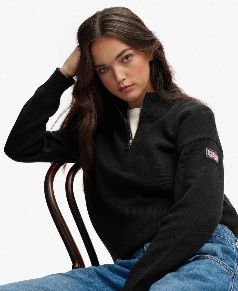 Pull en maille à demi-zip décontracté, SUPERDRY