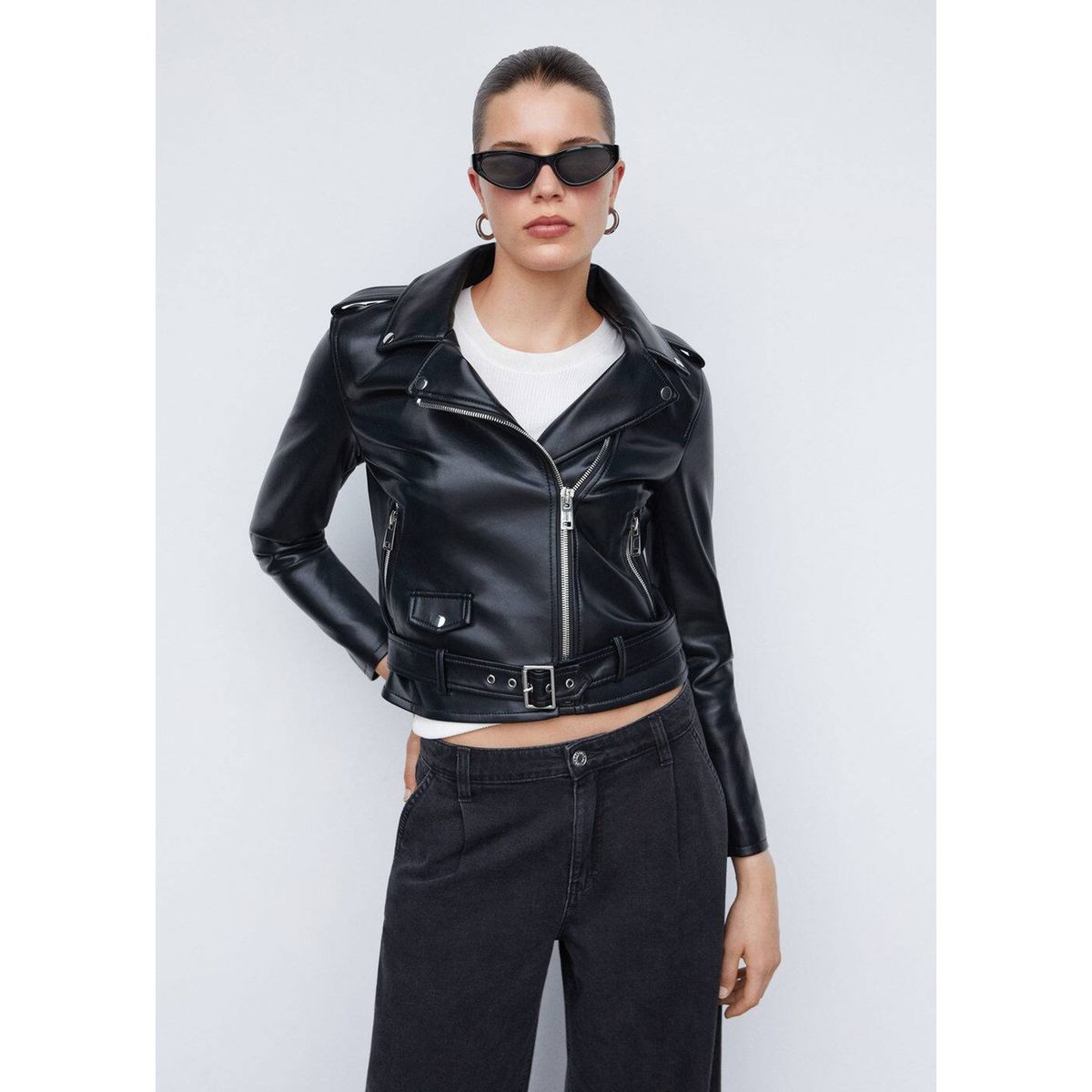 Veste en cuir noir femme mango La Redoute