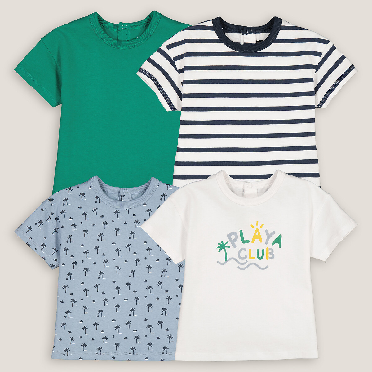 Pack of 4 T-Shirts with Short Sleeves in Cotton