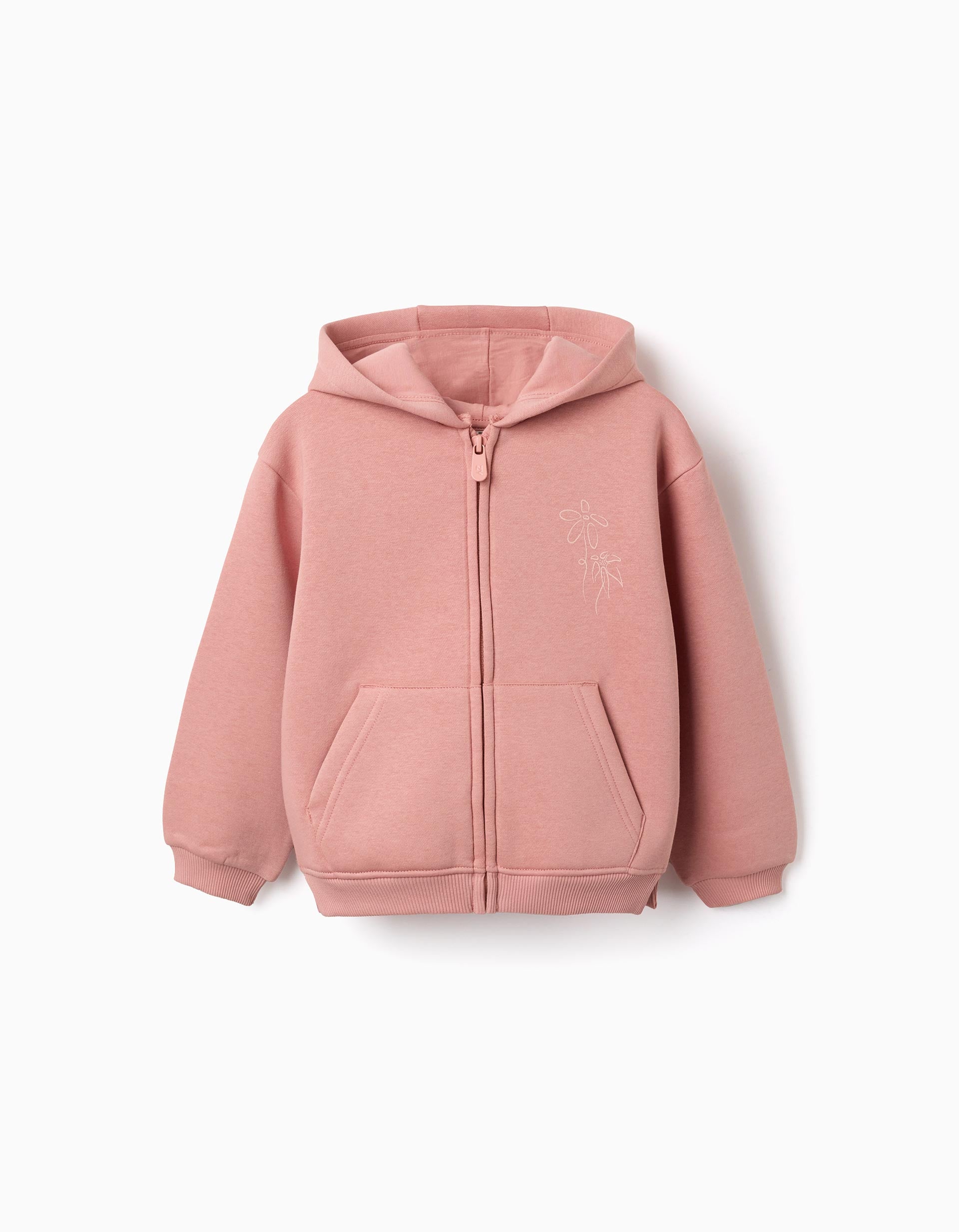 Sweat zippé à capuche en coton peigné avec imprimés floraux, ZIPPY