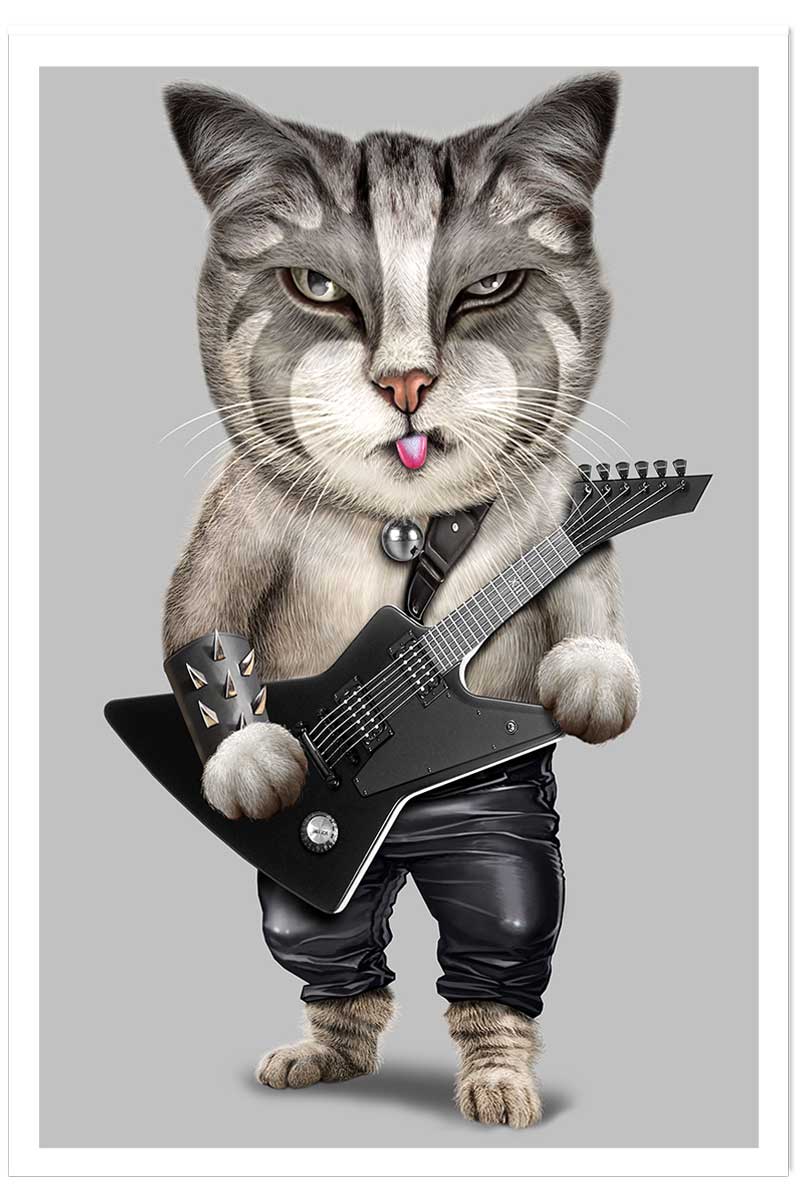 Affiche enfant chat en métal lourd, HEXOA