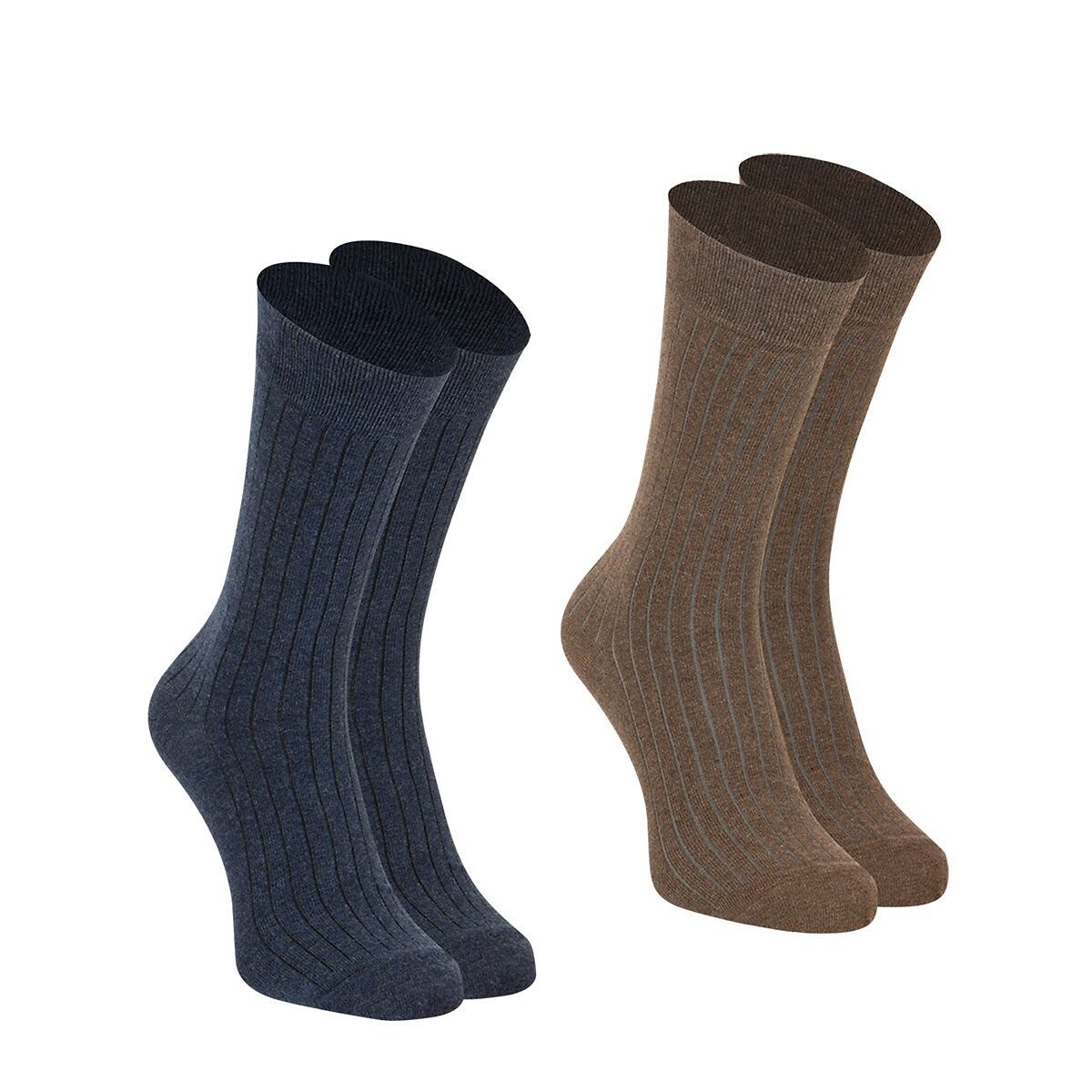 Pack of 2 Pairs of Crew Socks in Cotton Mix