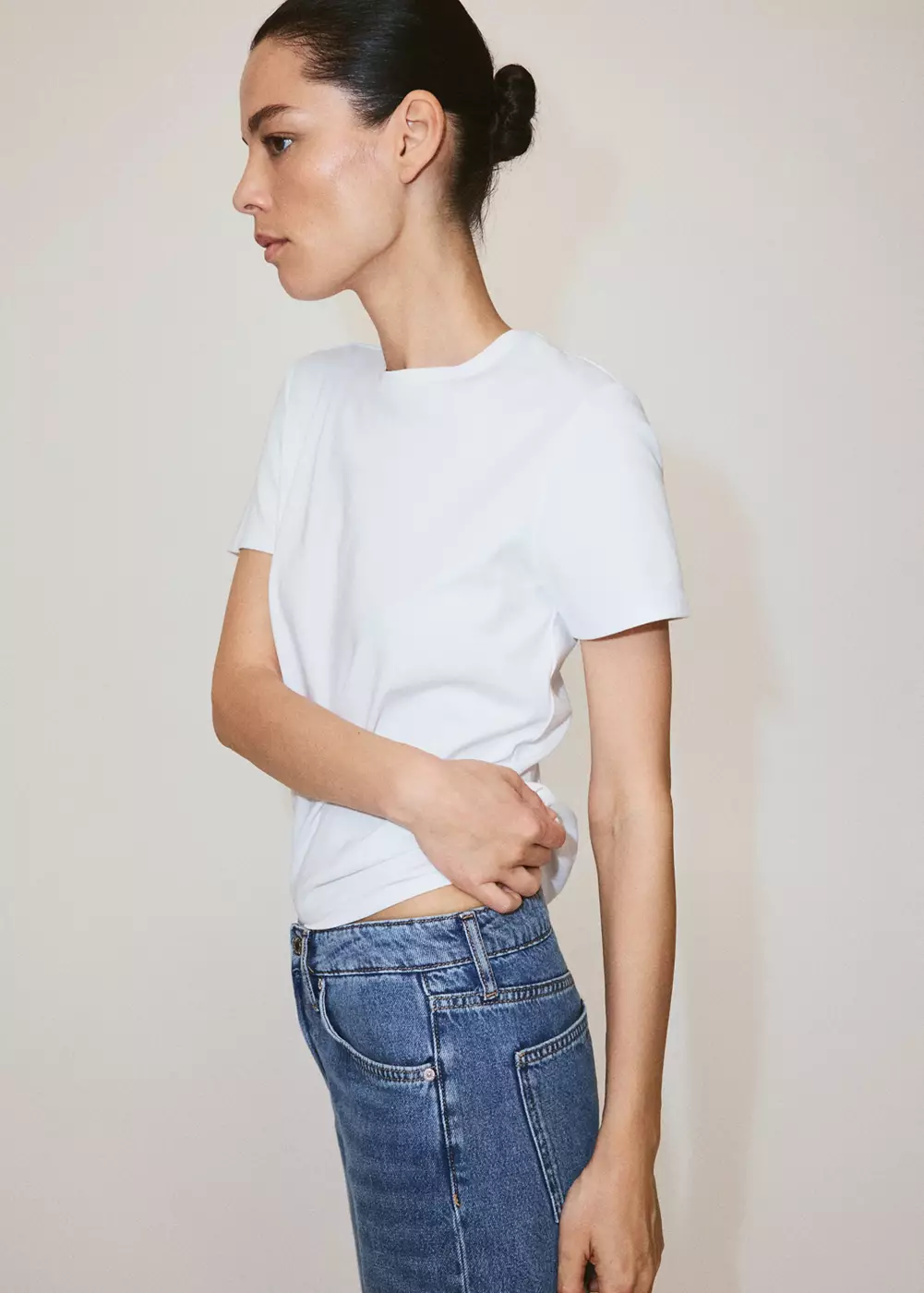 T-shirt 100 % coton col rond, MANGO