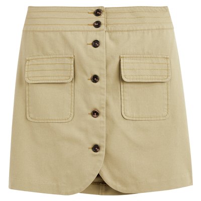 Cotton Buttoned Mini Skirt LA REDOUTE COLLECTIONS
