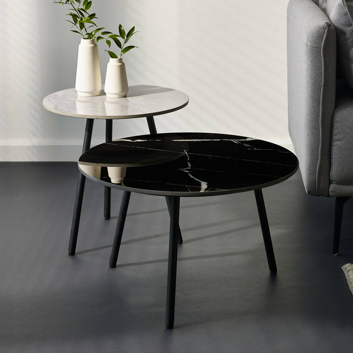Caius Round Marble Side Tables (Set of 2), SO'HOME