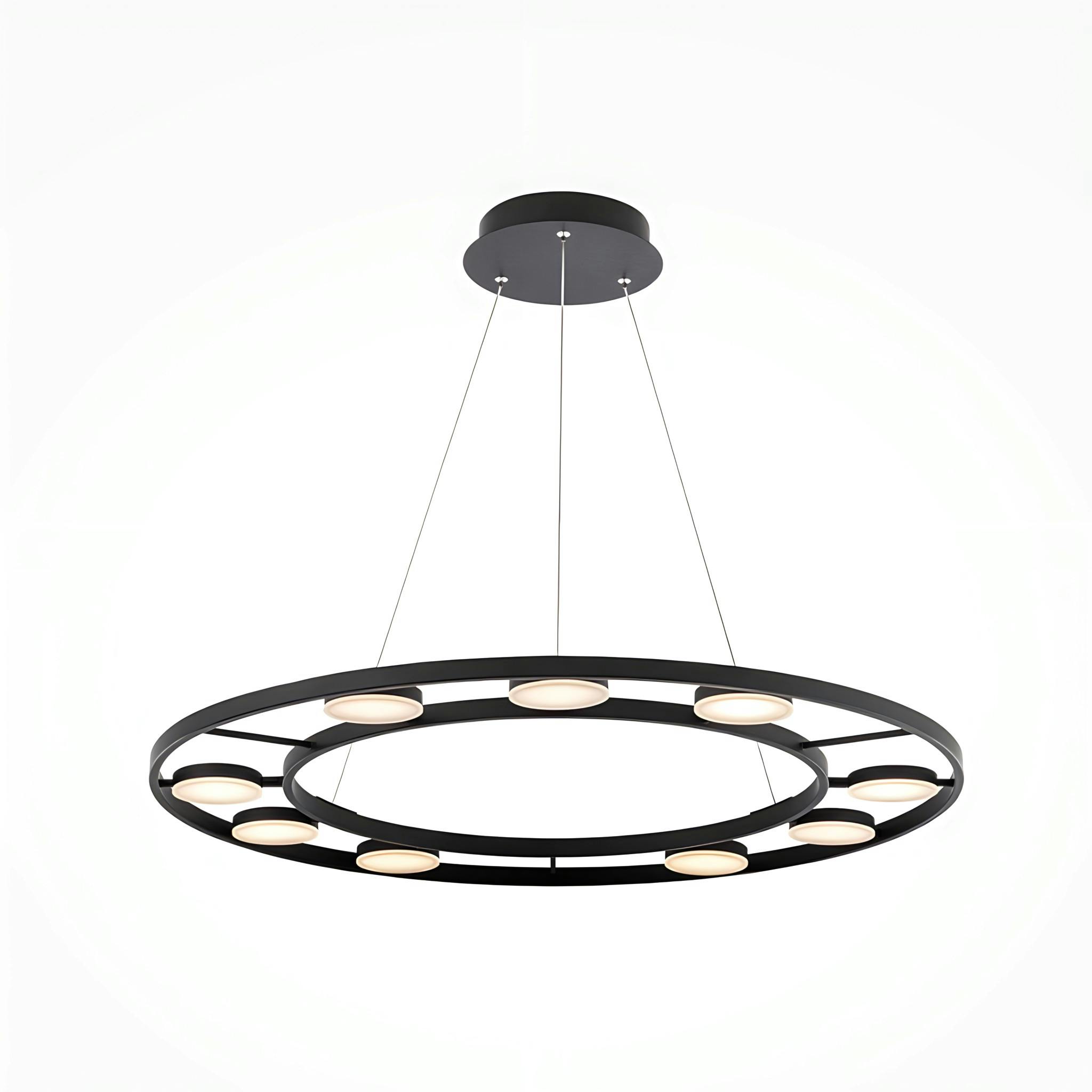 Suspension moderne chandelier – 9 disques noirs OCALA, PIER IMPORT