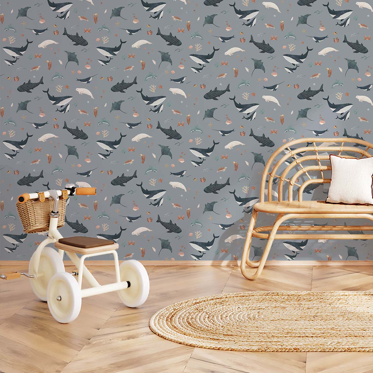 Papier peint enfant Le Bal des Baleines, HEXOA