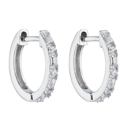 Sterling Silver Cubic Zirconia Hoop Earrings BEGINNINGS