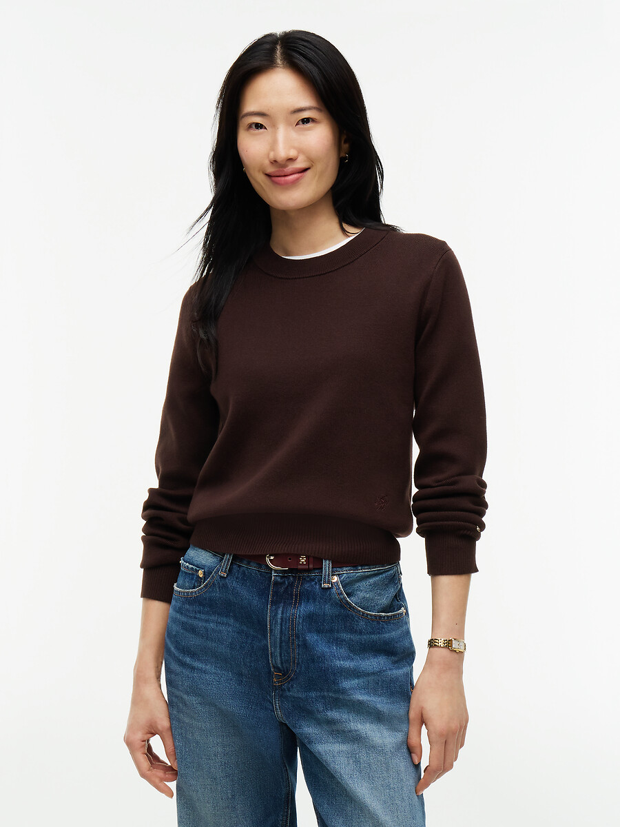 Jersey de cuello redondo y manga larga de algodón, TOMMY HILFIGER
