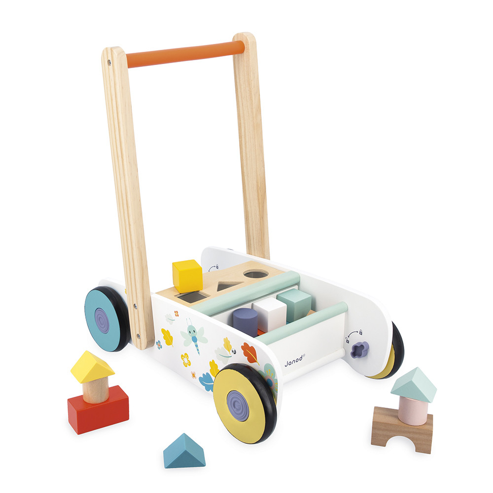 Chariot De Marche Et Cubes En Bois, JANOD
