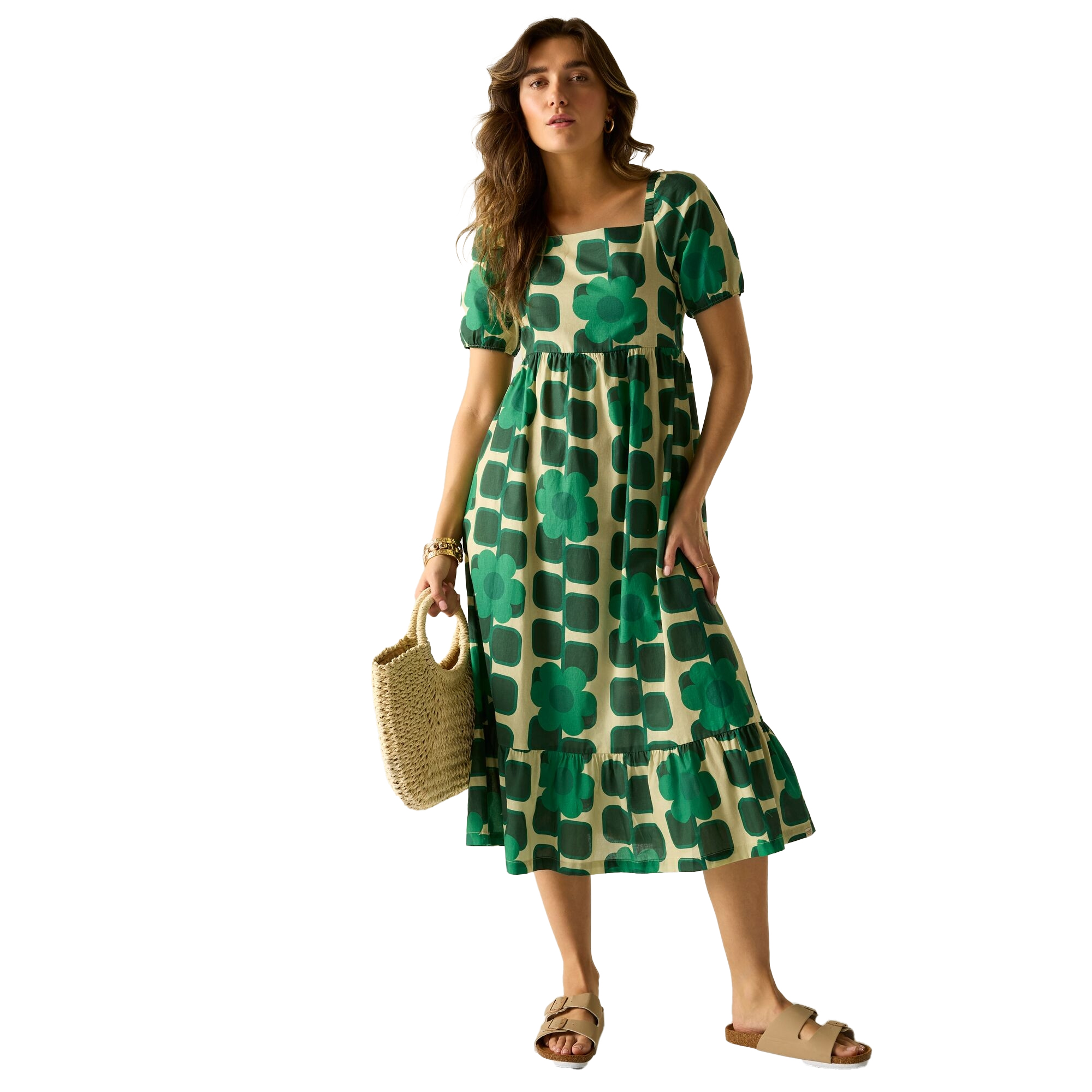 Robe mi-longue d'été motif/style fleur géante et carré ORLA KIELY, REGATTA