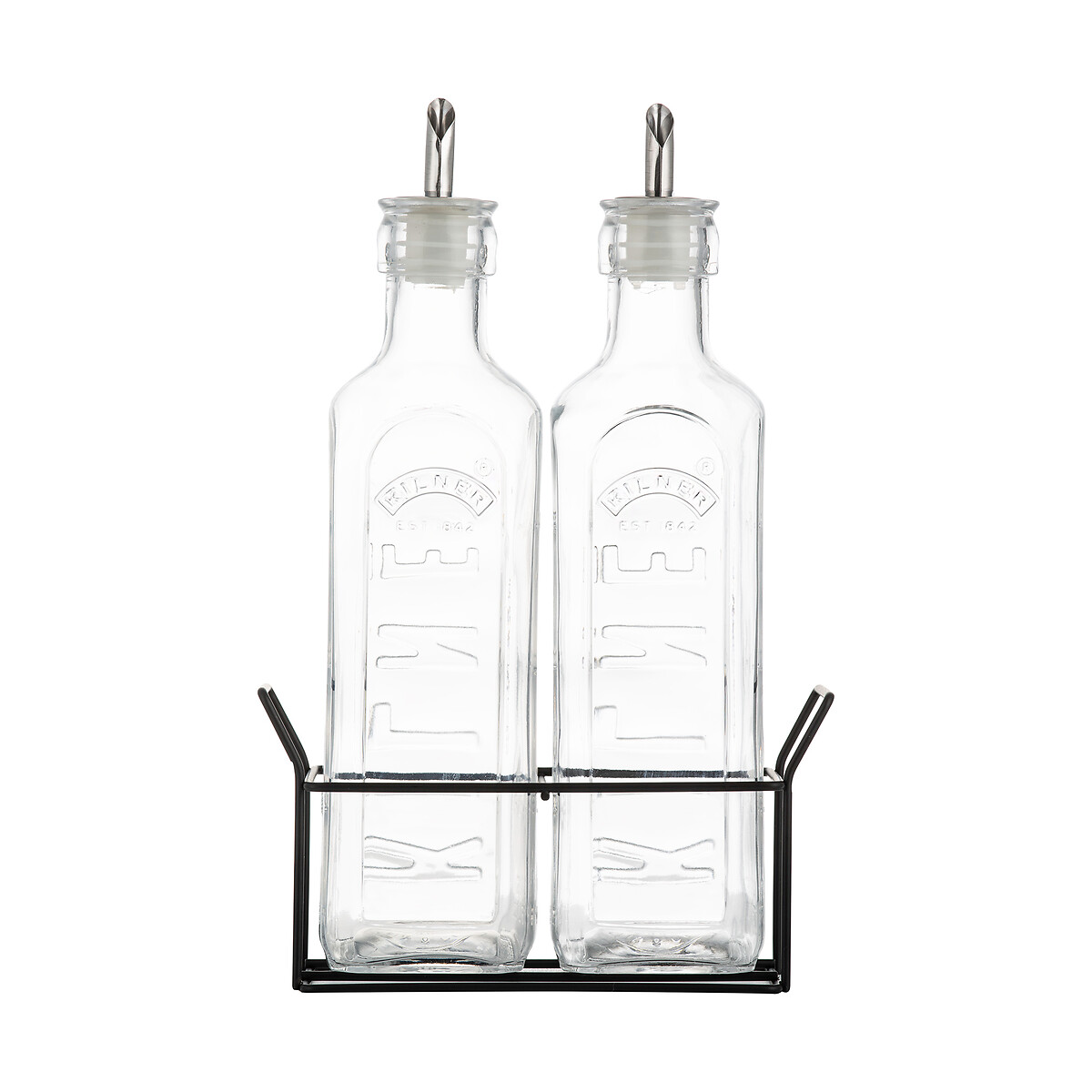 Set of 2 0.6L Oil Bottles & Metal Rack, KILNER