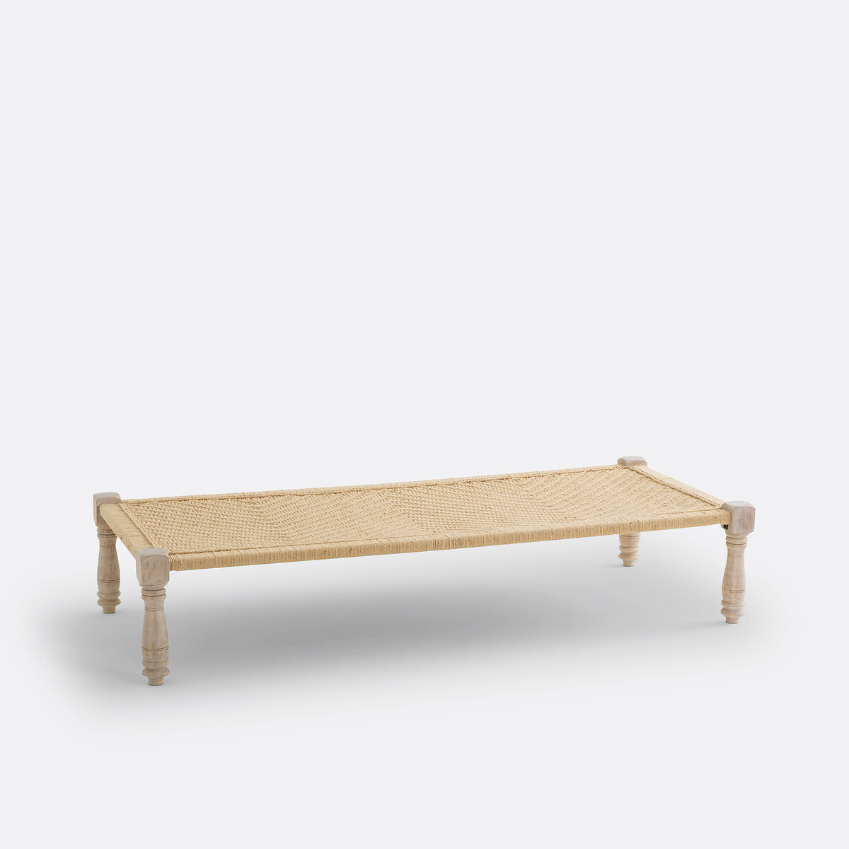 Bank/bed, Indisch model Adas, koord en mangohout