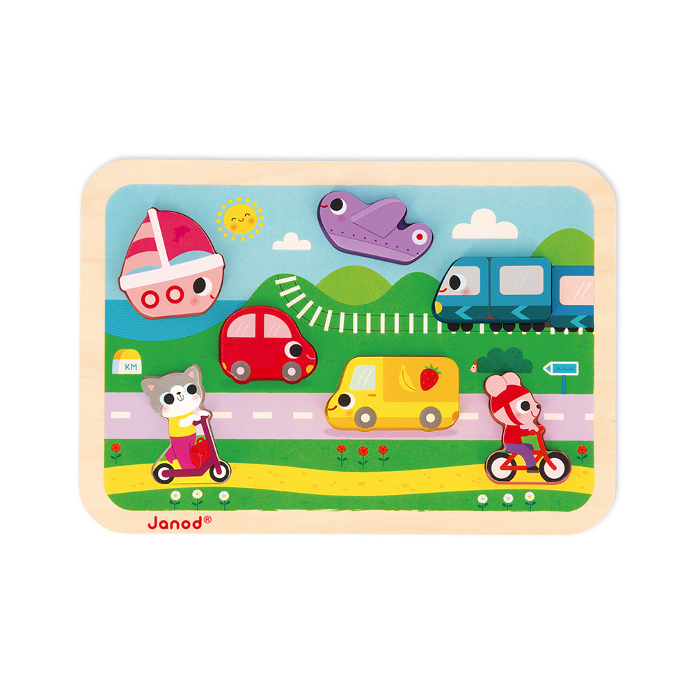 Puzzle En Bois Les Véhicules, JANOD