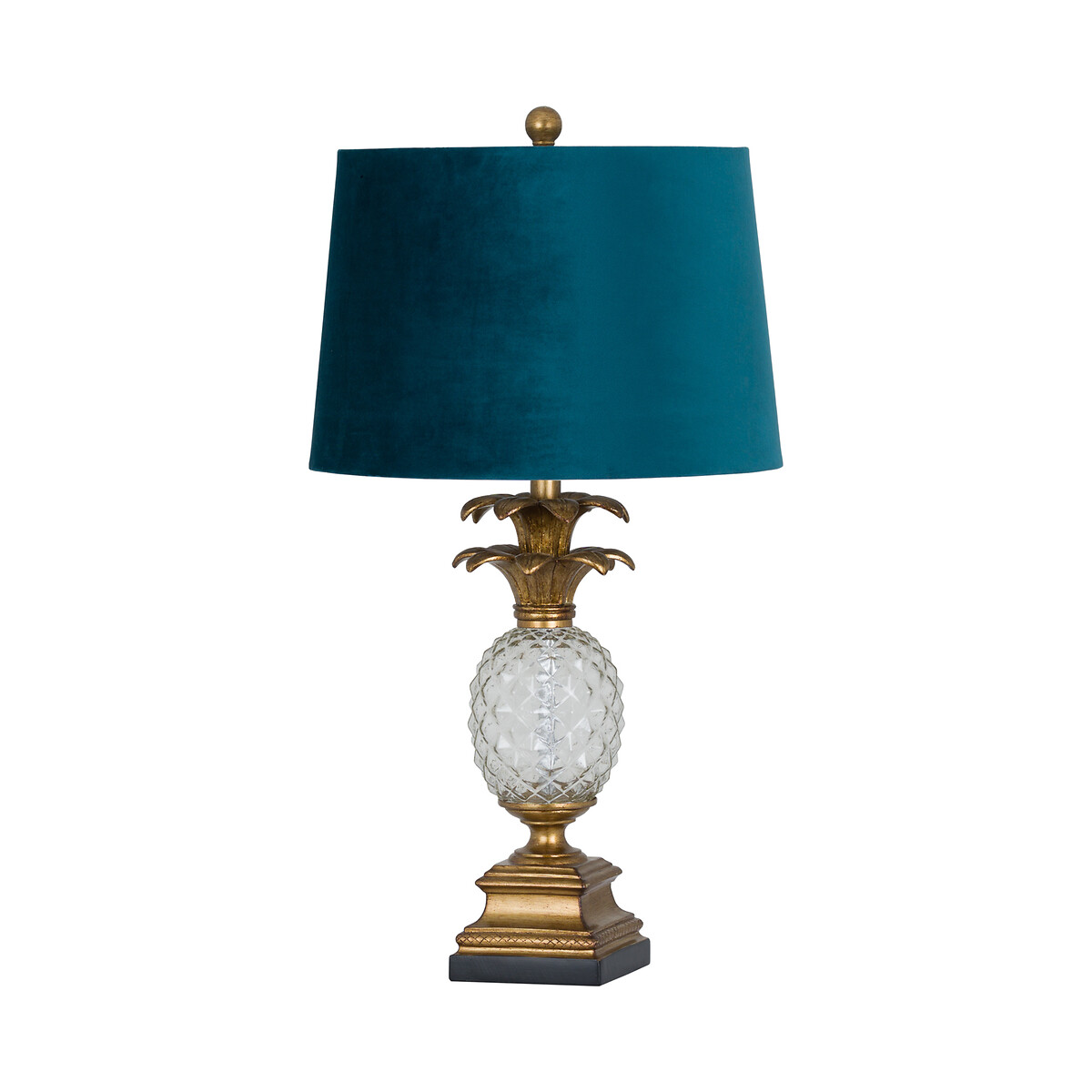 Pineapple Glass Table Lamp With Blue Velvet Shade Gold Coloured So Home La Redoute Pineapple Glass Table Lamp With Blue, Coloured Glass Table Lamp Shades