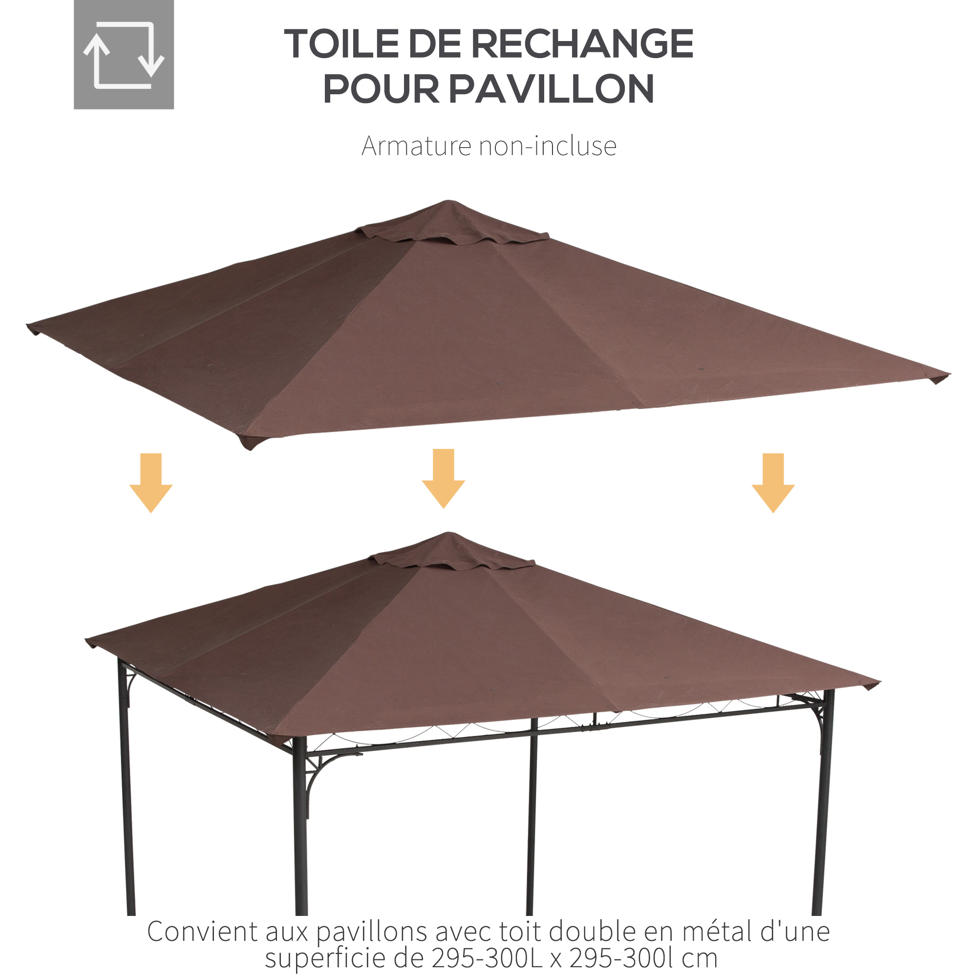 Toile De Rechange Tonnelle Marron 3 X 3 M Outsunny | Maisons Du Monde