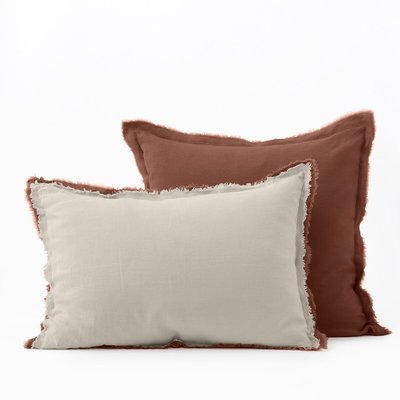 Alhanasia Double Fringe 100% Washed Linen Pillowcase AM.PM