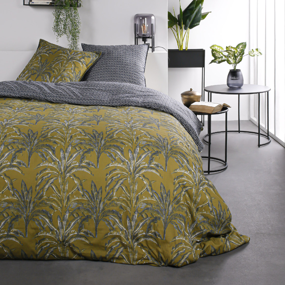 Parure de lit coton 2 personnes imprimé jungle SUNSHINE, TODAY