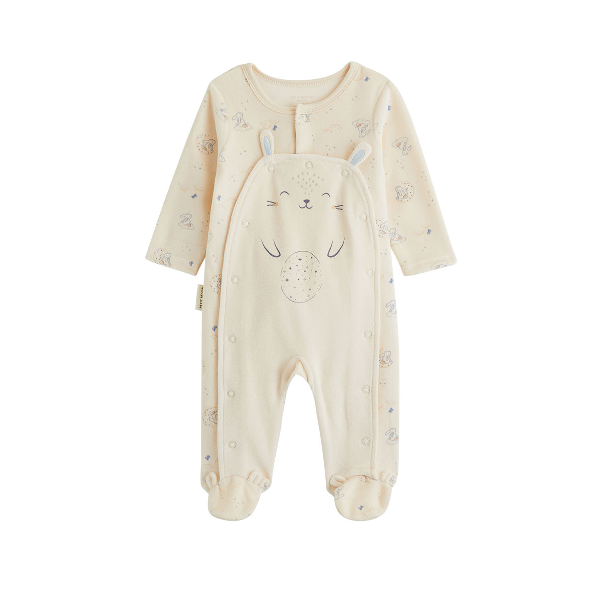 Pyjama bébé en velours ouverture pont Voix Lactée, PETIT BEGUIN