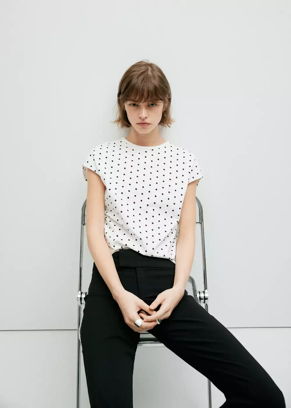 T-shirt coton pois, MANGO