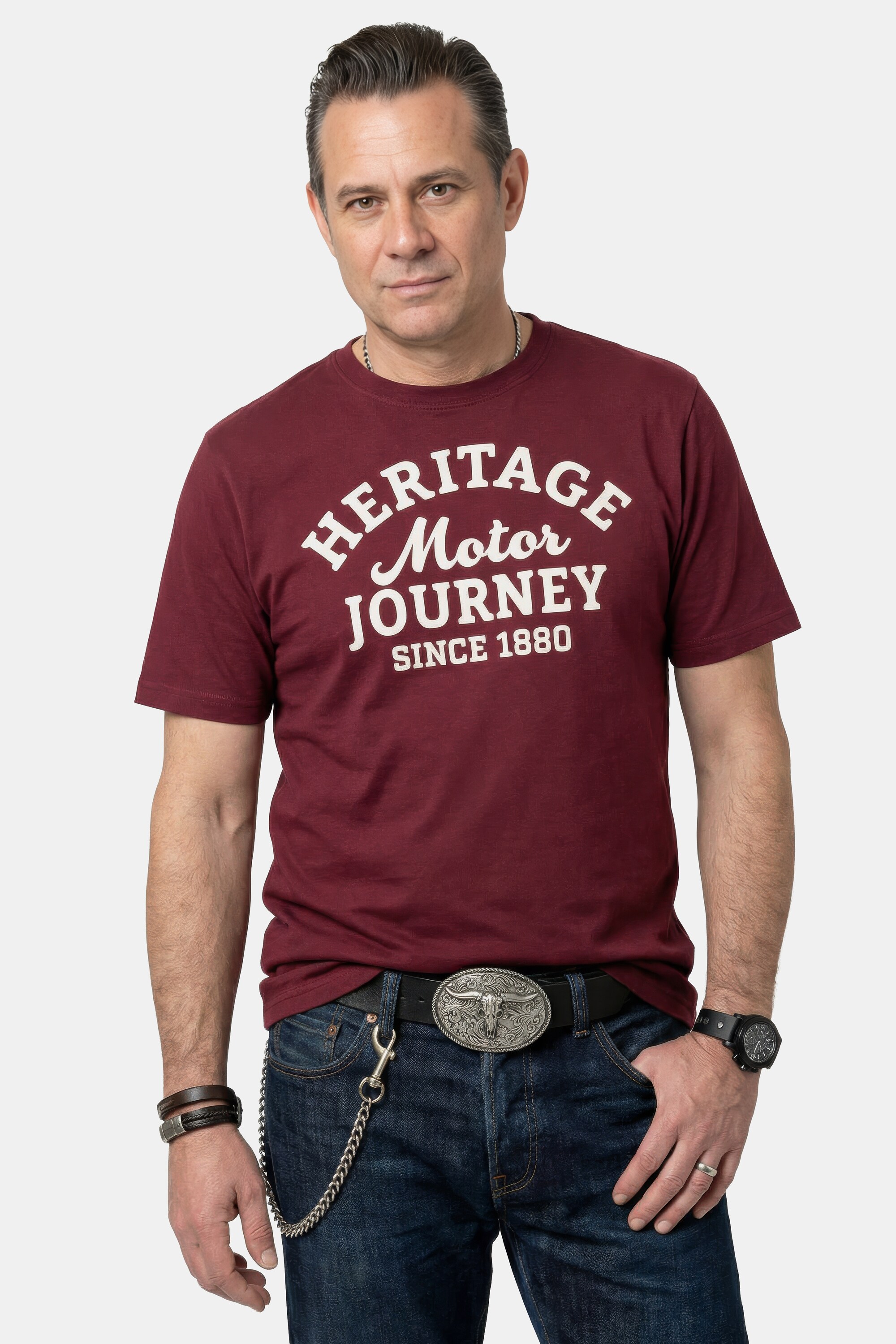 T-shirt, manches courtes et imprimé poitrine, JP1880