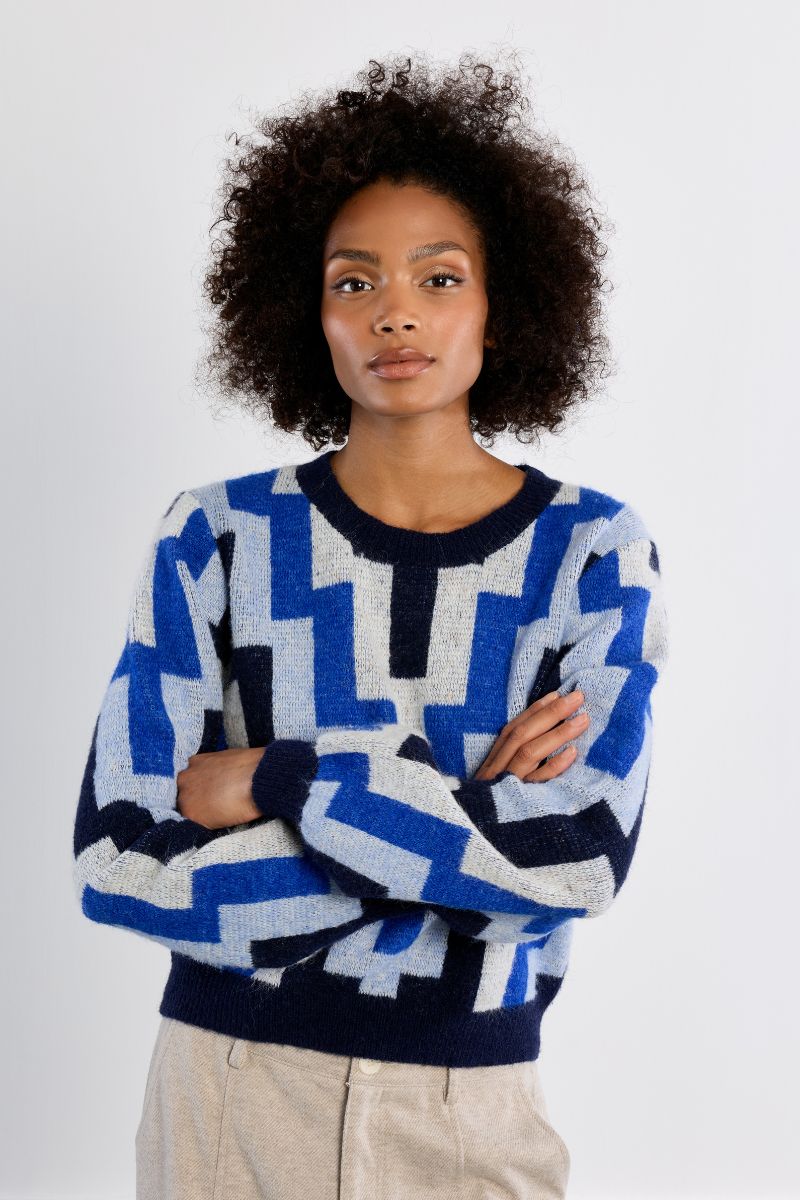 Pull en maille, motif géométrique, LILI SIDONIO