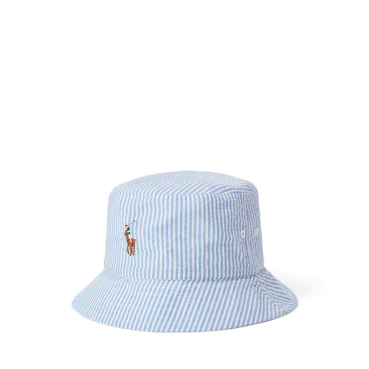 Image of Reversible Bucket Hat in Cotton Seersucker