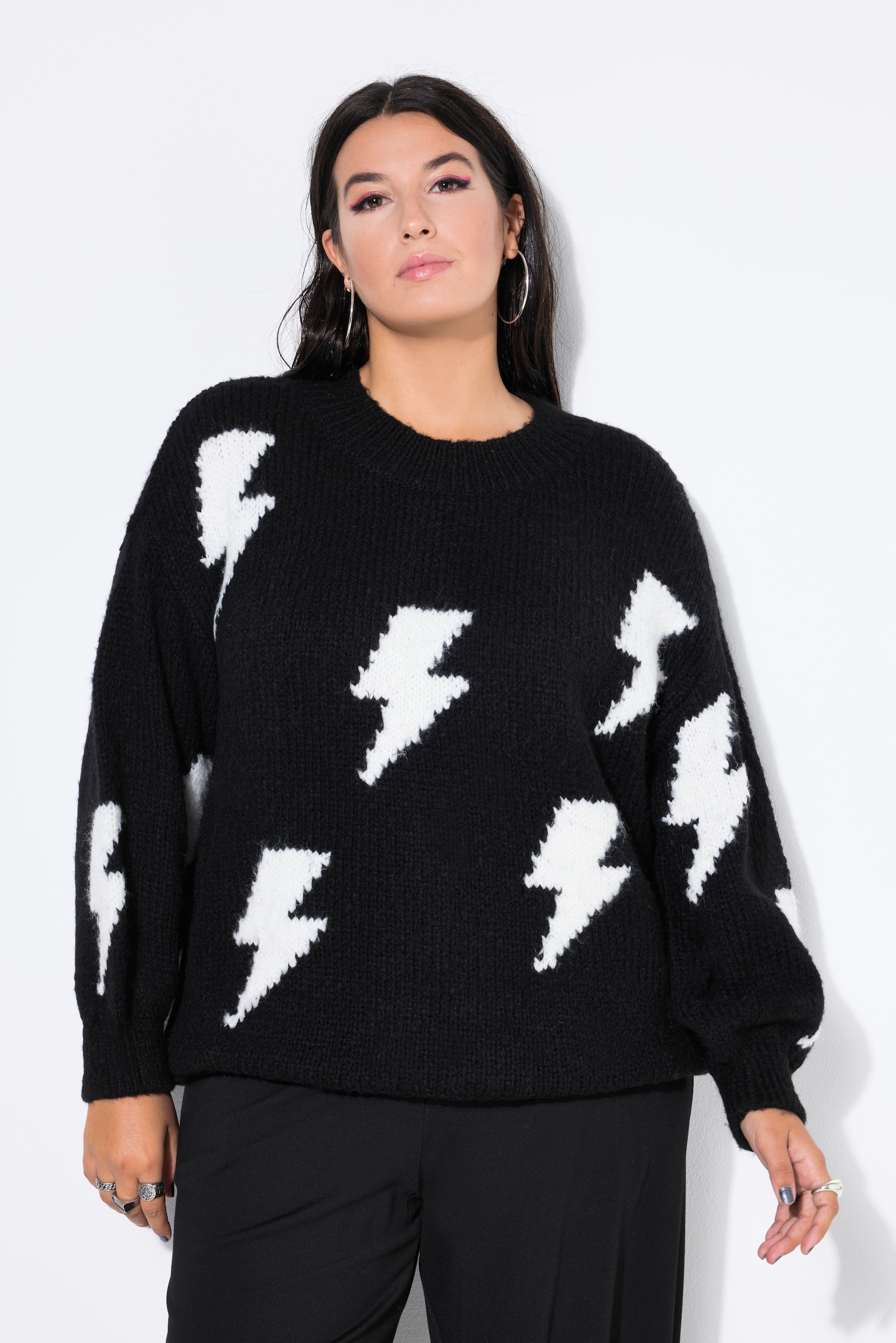 Pull oversize à maille épaisse, motif éclairs, STUDIO UNTOLD