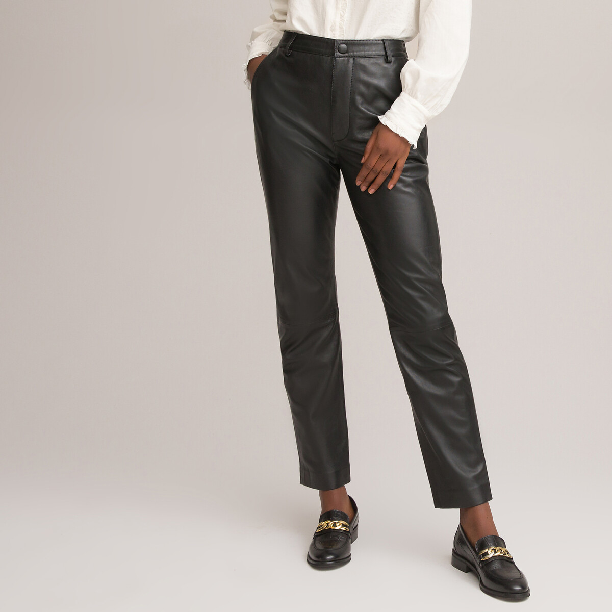 Pantalon taille élastique similicuir La Redoute Femme Vêtements Pantalons & Jeans Pantalons Pantalons en cuir 