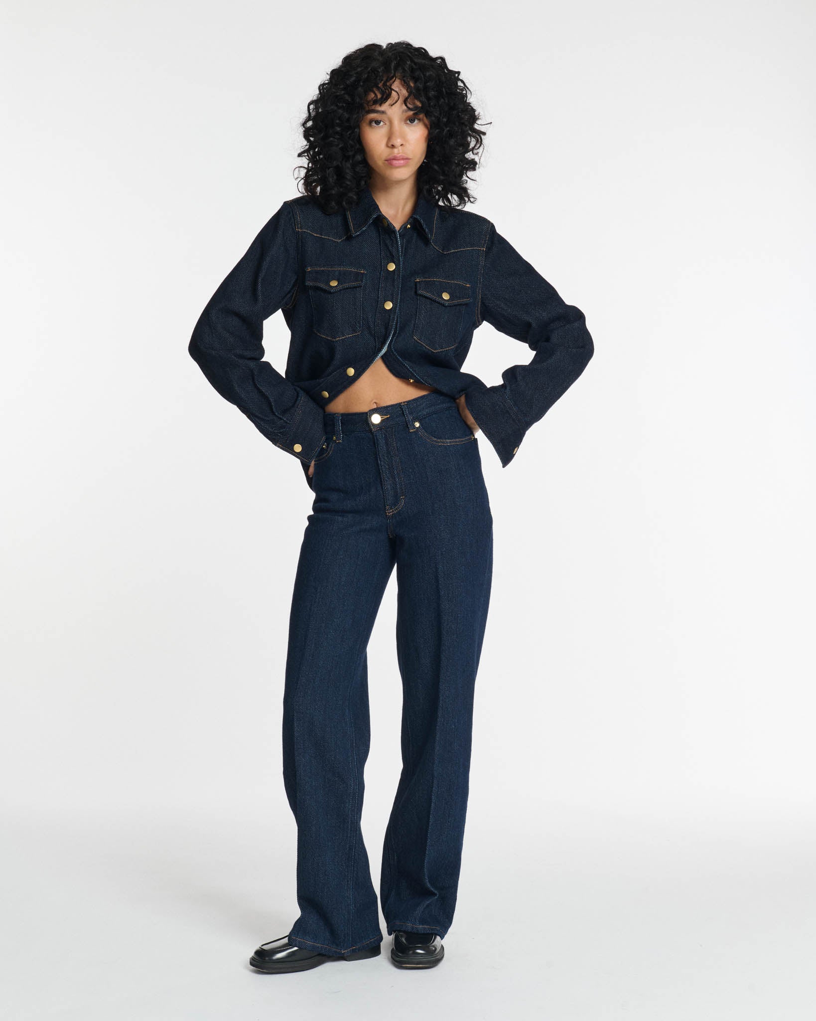 Jeans droit large taille moyenne, LABDIP