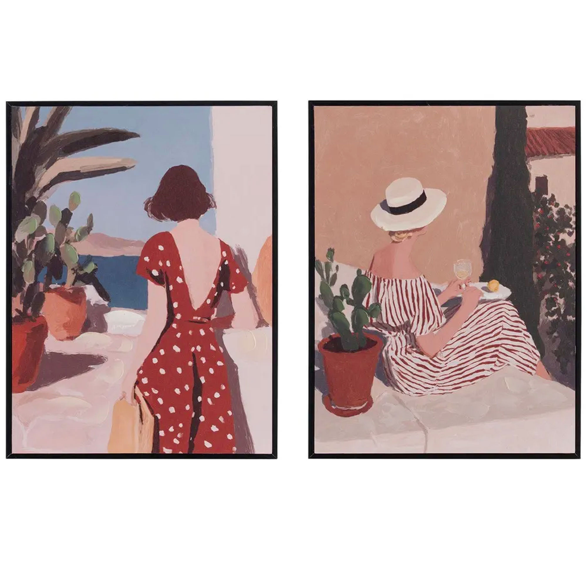 Set de 2 tableaux peinture femmes 30x2x40cm, WADIGA