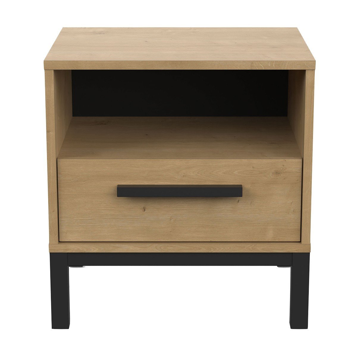 Chevet 1 tiroir et 1 niche décor chêne et noir mat L44,6 cm - CRAFT, CALICOSY