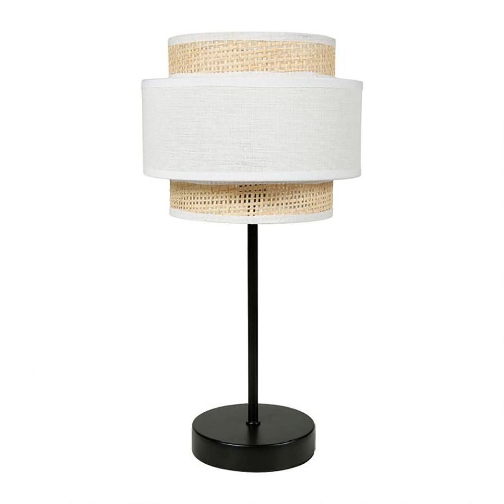 Lampe abat-jour papier rotin 3 niveaux blanc, DECORATIE