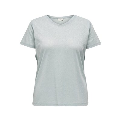 T-Shirt mit glänzenden Nadelstreifen, V-Ausschnitt ONLY CARMAKOMA