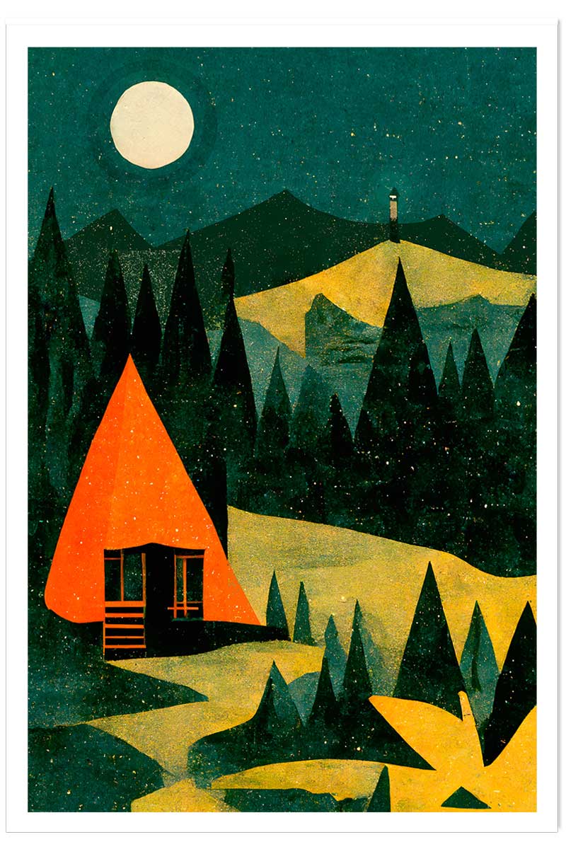 Affiche enfant cabane dans la forêt, HEXOA