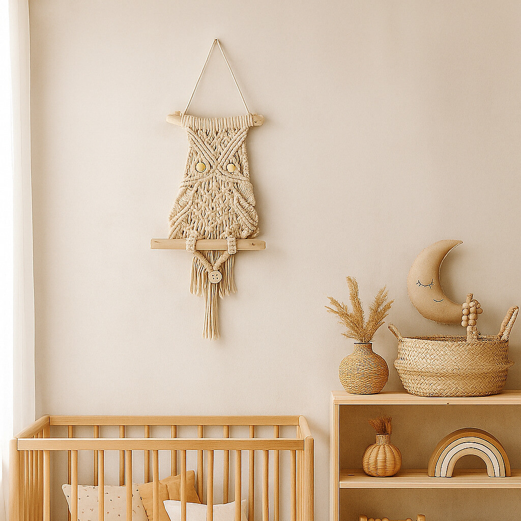 Decoração de parede em macramé CORUJA, Macramar, MACRAMAR