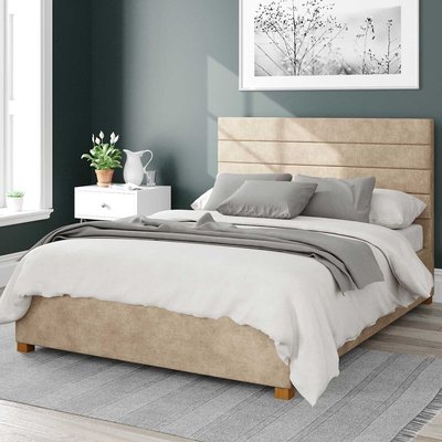 Parallel Lines Linen Upholstered Ottoman Storage Bed SO'HOME