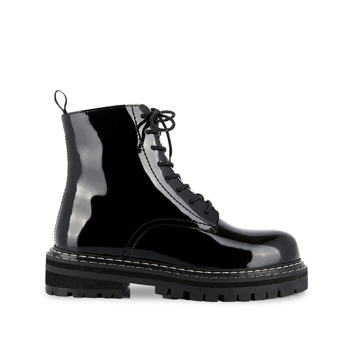 Reine leather lace-up ankle boots , black patent, Les Tropeziennes Par ...