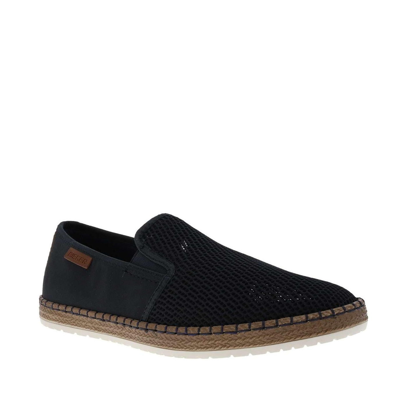 Espadrilles homme marine unies en toile et à semelle à corde, RIEKER
