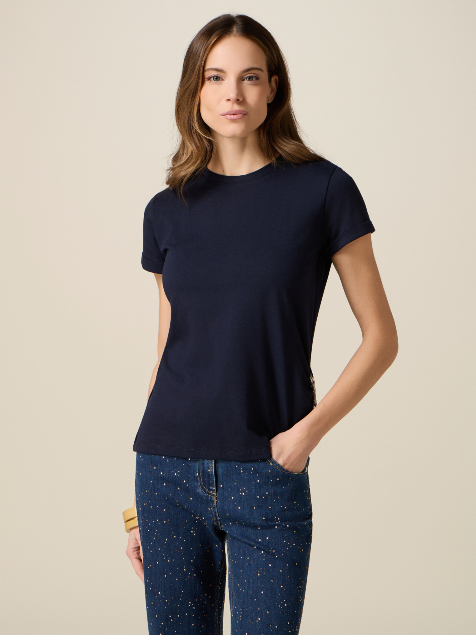 T-shirt avec détail bijou, OLTRE