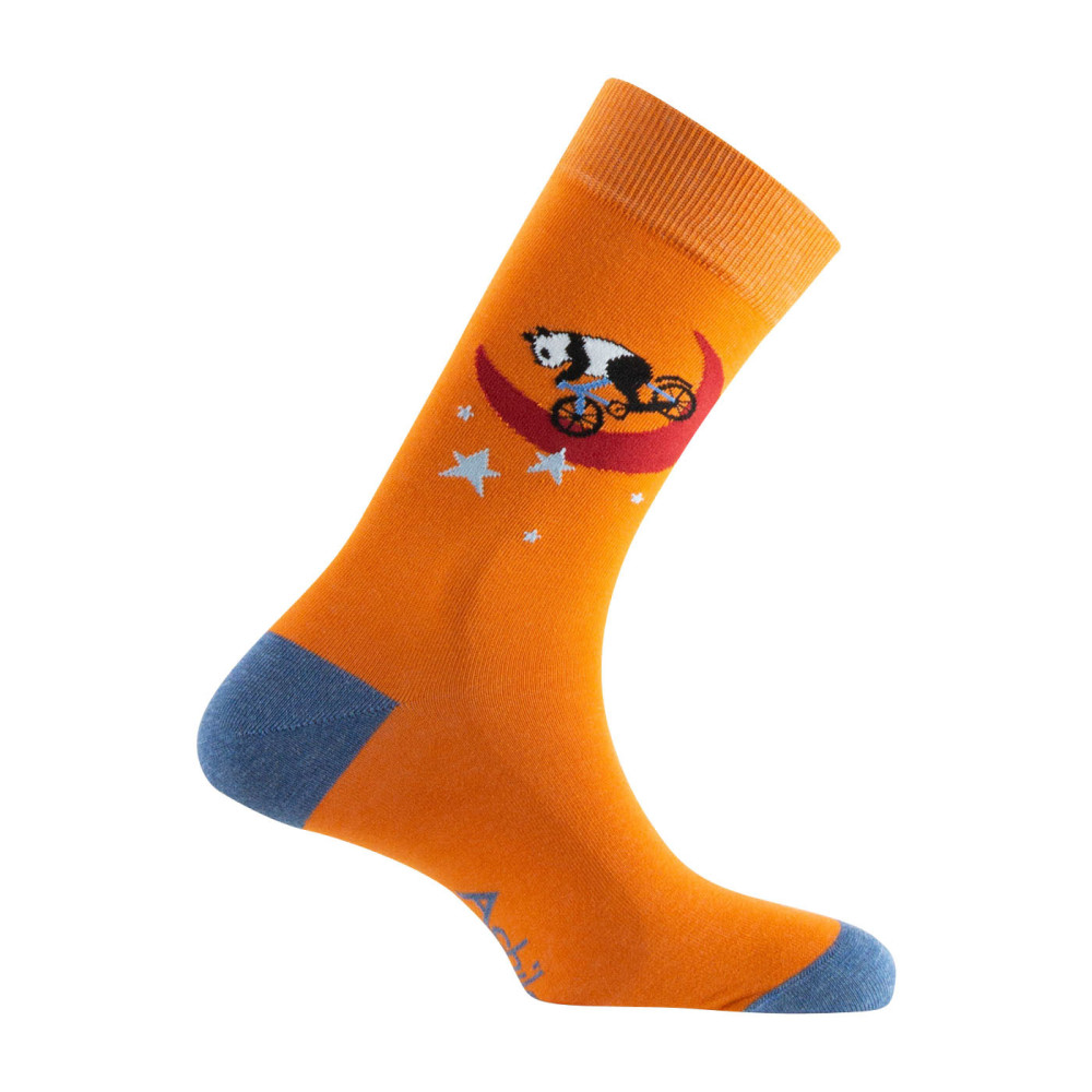 Mi-Chaussettes fantaisie Homme Panda sur la Lune en Coton mélangé., ACHILE