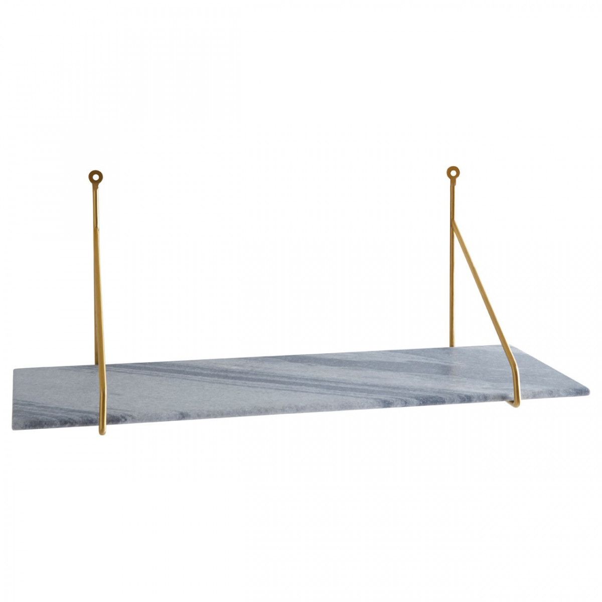 etagere murale minimaliste en marbre gris et metal dore - 70cm