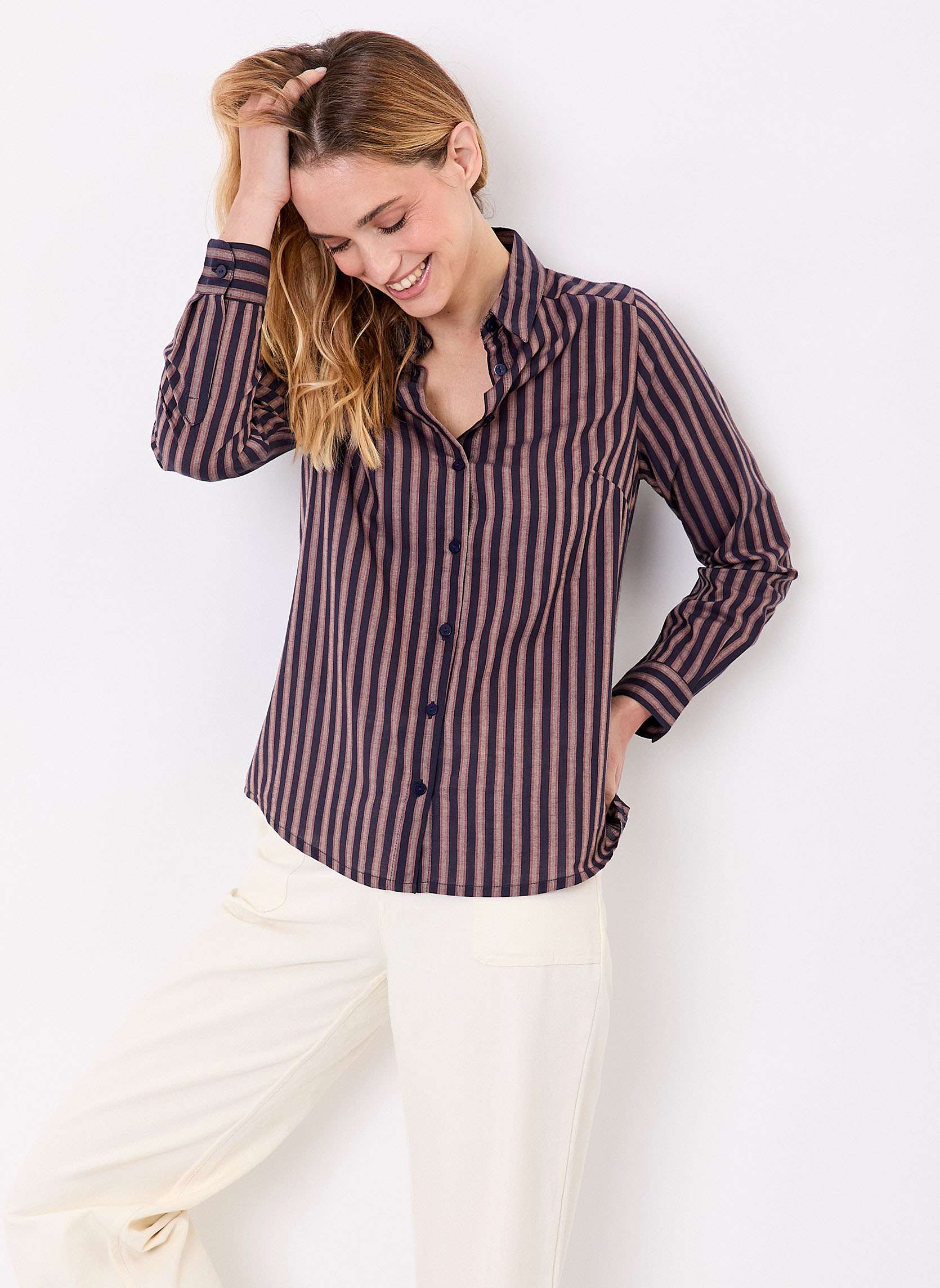 Chemise rayée droite voile de coton bio FEBINY, LA FIANCÉE