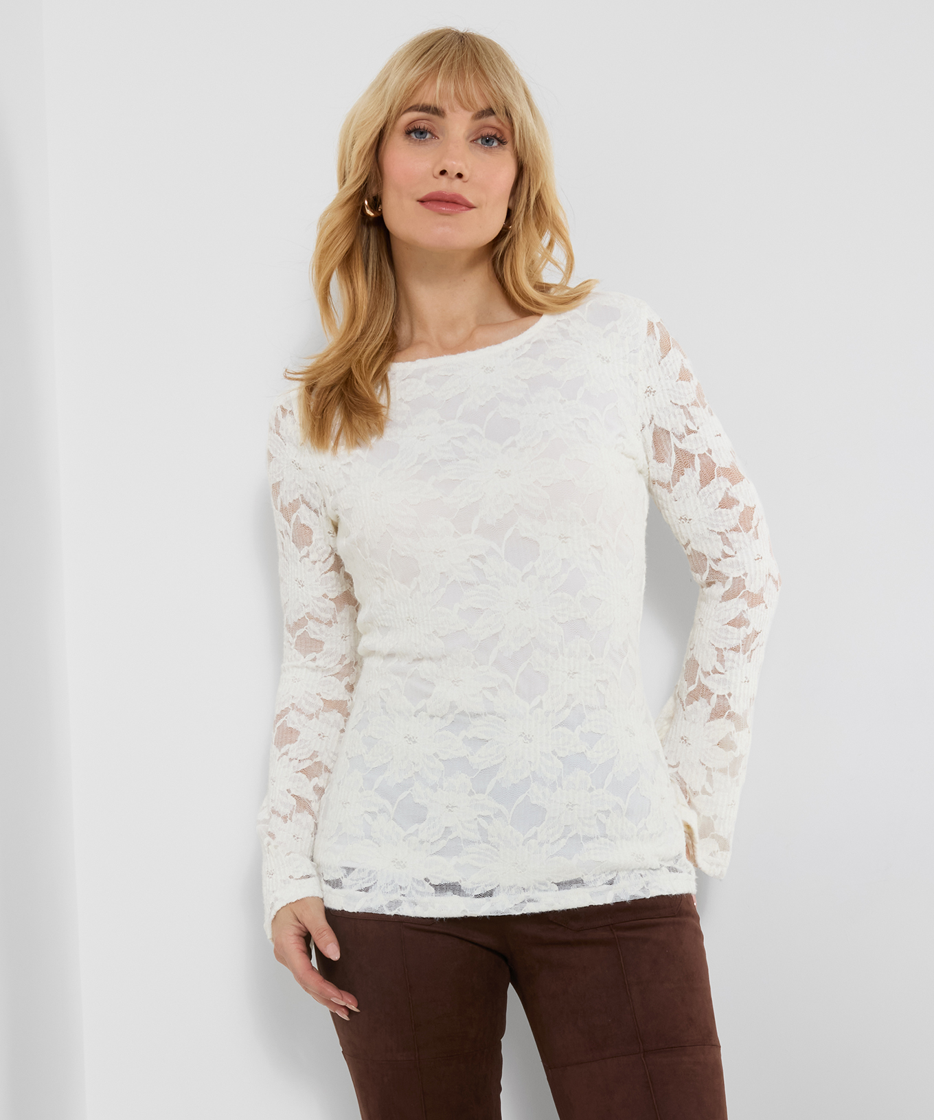 Henley en Dentelle Extensible Texturée à Manches Larges Esme, JOE BROWNS