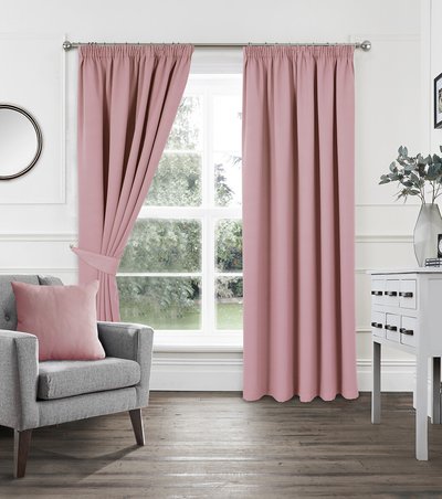 Woven Light Filtering Pencil Pleat Curtains in Soft Pink SO'HOME