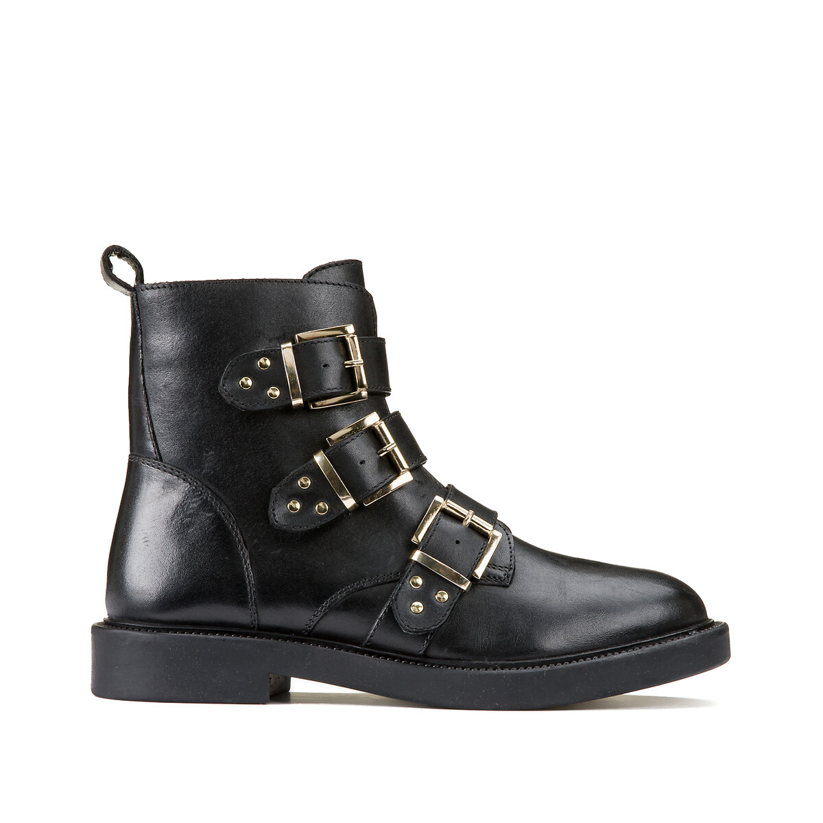 minusválido auricular Minero Botas con hebillas con tachuelas de piel negro La Redoute Collections | La  Redoute